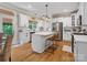 Well-lit kitchen featuring white cabinets, hardwood floors, stainless steel appliances, and a central island at 246 Mcduffie Ln, Fort Mill, SC 29715
