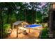 Inviting backyard pool featuring an outdoor kitchen and lush landscaping at 288 Ridge Reserve Dr, Lake Wylie, SC 29710