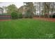 Lush, well-maintained backyard with healthy green grass, privacy fence, and mature trees, perfect for outdoor activities at 4027 Wallbrook Dr, Matthews, NC 28105