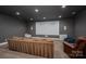 Home theater room featuring a large projection screen, comfortable seating, and dim lighting at 7912 Baltusrol Ln, Charlotte, NC 28210