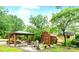 Backyard with covered gazebo, two sheds, manicured shrubs, and outdoor seating, perfect for relaxation at 1287 Queensgate St, Gastonia, NC 28054