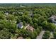 Aerial view of a neighborhood nestled among lush greenery and mature trees at 18305 Dembridge Dr, Davidson, NC 28036