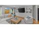 Well-lit living room with built-in shelving, stylish decor, and hardwood flooring at 2418 Ainsdale Rd, Charlotte, NC 28226