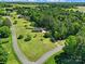 Idyllic aerial view of a home surrounded by mature trees and farmland in a rural setting at 3270 Kings Row Dr, Rock Hill, SC 29732