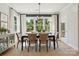 Dining room features a large window overlooking landscaped yard, and modern decor at 424 Balboa St, Matthews, NC 28104