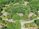 An aerial view of a house and its surrounding property, showcasing the lush greenery and neighborhood layout at 4301 Middle Stream Rd, Charlotte, NC 28213