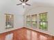 Bedroom with hardwood floors, vaulted ceilings, and bright natural light at 4301 Middle Stream Rd, Charlotte, NC 28213