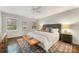 Comfortable bedroom featuring a king-sized bed and a colorful area rug at 4360 Woodglen Ln, Charlotte, NC 28226