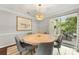 Inviting dining area with patio access and a modern round table perfect for gatherings at 4360 Woodglen Ln, Charlotte, NC 28226