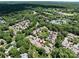Stunning aerial view of community with mature trees and meticulous landscaping near the Carmel Country Club at 5128 Dunes Ct, Charlotte, NC 28226