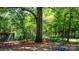 Shaded backyard featuring mature tree, play structure, and secure fencing at 536 Hartness Rd, Statesville, NC 28677