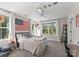 Unique bedroom decorated with Americana, featuring an American flag, solar system art, and stylish decor at 7351 Bay Cove Ct, Denver, NC 28037