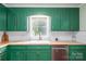 Well-lit kitchen featuring vibrant cabinetry, wood countertops, subway tile backsplash, and stainless steel dishwasher at 741 Bermuda Ave, Gastonia, NC 28054