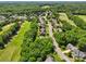 A scenic aerial view of a neighborhood with a golf course, providing a beautiful landscape and recreational opportunities at 10716 Persimmon Creek Dr, Mint Hill, NC 28227