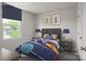Cozy bedroom with colorful bedding, robot artwork, and dual nightstands with lamps for a comfortable space at 128 Millstream Dr, China Grove, NC 28023