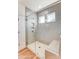 Modern walk-in shower with glass enclosure, rainfall showerhead, and built-in niche at 1436 Ardmore Dr # 342, Sherrills Ford, NC 28673