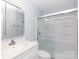Clean main bathroom featuring a glass enclosed shower and modern vanity at 1455 Fieldcrest Cir, Rock Hill, SC 29732