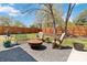 Inviting backyard firepit area with Adirondack chairs, gravel ground cover, and a wooden fence, perfect for outdoor gatherings at 1467 Alexander Rd, Rock Hill, SC 29732