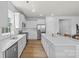 Bright kitchen with white cabinets, stainless steel appliances, large island, and light wood-look floors at 167 White Apple Way, Statesville, NC 28625