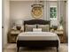 Comfortable main bedroom featuring a padded headboard, bedside tables with lamps, and a cozy window at 2107 Columbidae Ln, Gastonia, NC 28052