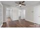 Bright living room featuring hardwood floors, neutral walls, and a ceiling fan at 3015 North Center Nw St, Hickory, NC 28601