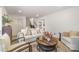 Bright living room with a white couch, round wooden coffee table, and gray flooring at 3619 Bankston Pl, Charlotte, NC 28215