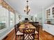 Open-concept dining area with hardwood floors, chandelier, and seamless flow into the adjacent living spaces at 3700 Carolina Cherry Ct, Gastonia, NC 28056