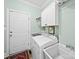 Well-lit laundry room features modern washer and dryer, storage cabinets, utility sink, and exterior door access at 3700 Carolina Cherry Ct, Gastonia, NC 28056