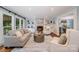 Inviting living room features a cozy fireplace, built-in bookshelves, and large windows for ample natural light at 5206 Morrowick Rd, Charlotte, NC 28226