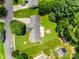 Aerial view of this home highlighting a spacious backyard at 605 Summey Farm Dr, Dallas, NC 28034