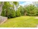 Expansive backyard with mature trees and lush greenery, ideal for outdoor activities and enjoying nature at 616 Silversmith Ln, Charlotte, NC 28270