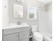 Neutral bathroom featuring a single sink vanity and shower at 616 Silversmith Ln, Charlotte, NC 28270