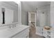 Bright bathroom featuring modern fixtures, glass-enclosed shower, and lots of storage at 6202 Providence Country Club Dr, Charlotte, NC 28277