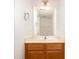 Bathroom vanity featuring wood cabinetry, a large mirror, and updated lighting fixtures at 11229 Lions Mane St, Charlotte, NC 28273