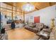 Living room area featuring hardwood floors and a staircase to the kitchen at 1279 Rocky Creek Rd, Shelby, NC 28152