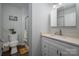 Bright bathroom features a walk-in shower, modern vanity, and decor accents at 21136 Cold Spring Ln, Cornelius, NC 28031