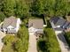 A top-down aerial view of the home showing the roof, yard, and surrounding trees at 246 Mallard Head Dr, Rock Hill, SC 29732