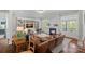 Cozy living room with a fireplace, built-in shelving, and comfortable seating at 309 Catawba Ave, Davidson, NC 28036