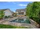 Backyard featuring a rectangular pool, patio seating, and lush landscaping create a relaxing outdoor oasis at 309 Catawba Ave, Davidson, NC 28036