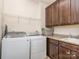Functional laundry room featuring modern appliances, granite countertops, and ample cabinet space for storage at 323 Cheshire Ln, Fort Mill, SC 29707