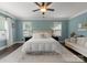 Light-filled main bedroom with hardwood floors, neutral paint, and sitting area at 615 Welker St, Charlotte, NC 28204