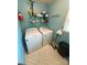 Laundry room with washer, dryer, shelving, and storage solutions at 7431 Idlewild Rd, Charlotte, NC 28212