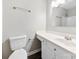 Bright bathroom features a white vanity, large mirror, modern fixtures, and a clean, neutral aesthetic at 7905 Quail Field Dr, Charlotte, NC 28227