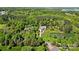 Expansive aerial view showcases home, circular drive, private pond and lush, mature trees at 8670 Arbor Oaks Cir, Concord, NC 28027
