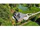 Beautiful aerial shot of home and surrounding acreage including pond and circular driveway at 8670 Arbor Oaks Cir, Concord, NC 28027