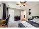 Comfortable bedroom with plush carpet, neutral walls, ceiling fan, and ensuite access at 1006 Chambers Rd, York, SC 29745