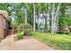 A spacious backyard with mature trees and a well-maintained lawn creates a serene and private outdoor space at 1024 Regency Dr, Charlotte, NC 28211