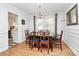 Formal dining room with hardwood floors, chandelier, and classic wainscoting at 1024 Regency Dr, Charlotte, NC 28211