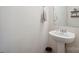 Bathroom with a modern vessel sink and decorative accents at 118 Maplecrest Dr, Kings Mountain, NC 28086