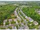 Aerial view showcasing the home's location in a lush, green neighborhood with mature trees and well-maintained streets at 12604 Congregation Dr, Charlotte, NC 28278